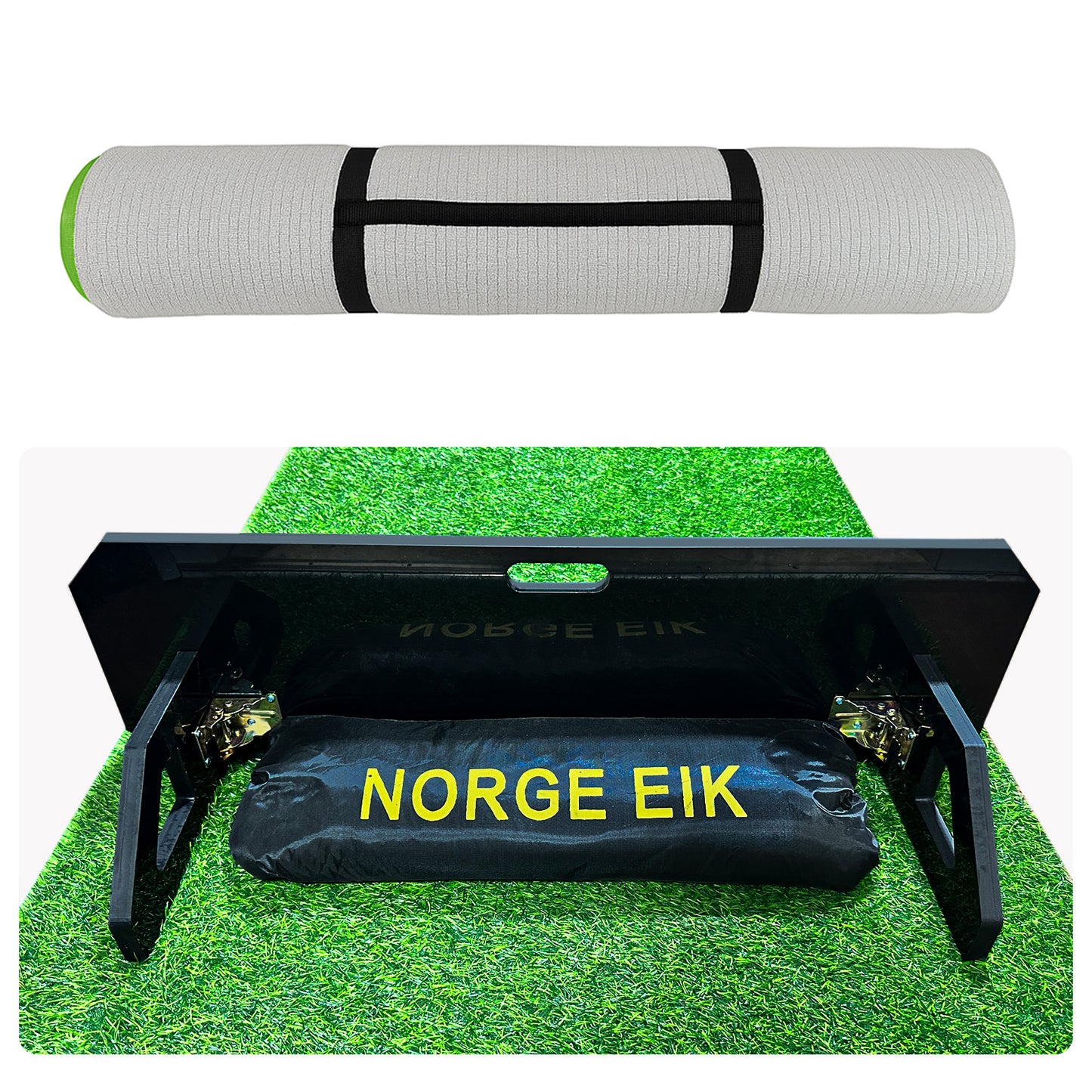 MyPitch 3x10 FT Soccer Training Mat in Artificial Grass with Soccer Rebounder – Immersive Indoor Soccer Training Equipment for Passing, Footwork Drills